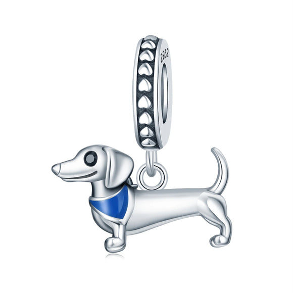 925 Sterling Silver Dachshund Charm for Bracelets Fine Jewelry Women Pendant