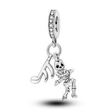 925 Sterling Silver Dancing Skeleton Charm