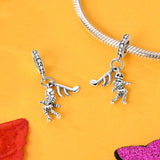 925 Sterling Silver Dancing Skeleton Charm for Bracelets Fine Jewelry Women Pendant