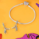 925 Sterling Silver Dancing Skeleton Charm for Bracelets Fine Jewelry Women Pendant