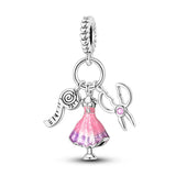 925 Sterling Silver Designing Dress Charm for Bracelets Fine Jewelry Women Pendant