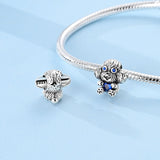 925 Sterling Silver Dog with Heart Charm for Bracelets Fine Jewelry Women