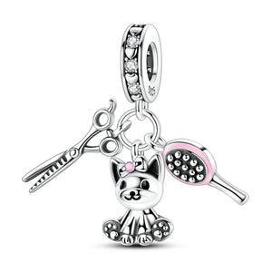 925 Sterling Silver Doggy GroomingAnim Charm for Bracelets Fine Jewelry Women Pendant