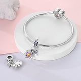 925 Sterling Silver Dragonfly and Water Lily  Charm for Bracelets Fine Jewelry Women Pendant