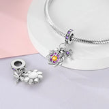 925 Sterling Silver Dragonfly and Water Lily  Charm for Bracelets Fine Jewelry Women Pendant