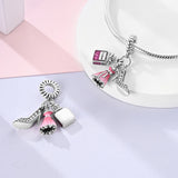 925 Sterling Silver Dress Heels and Perfume Charm for Bracelets Fine Jewelry Women Pendant