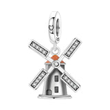 925 Sterling Silver Dutch Windmill Charm for Bracelets Fine Jewelry Women Pendant