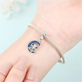 925 Sterling Silver Elephant on the Moon Charm for Bracelets Fine Jewelry Women Pendant