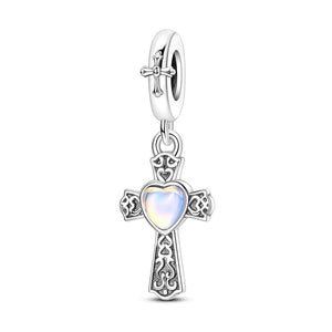 925 Sterling Silver Faith Heart Charm for Bracelets Fine Jewelry Women Pendant
