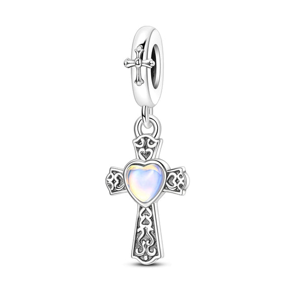 925 Sterling Silver Faith Heart Charm for Bracelets Fine Jewelry Women Pendant