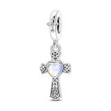 925 Sterling Silver Faith Heart Charm for Bracelets Fine Jewelry Women Pendant