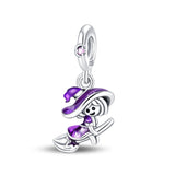 925 Sterling Silver Flying Witch Charm for Bracelets Fine Jewelry Women Pendant