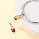 925 Sterling Silver Fries Charm for Bracelets Fine Jewelry Women Pendant