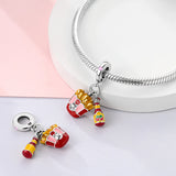 925 Sterling Silver Fries and Ketchup Charm for Bracelets Fine Jewelry Women Pendant