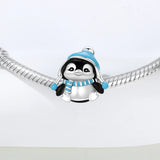 925 Sterling Silver Frosty Penguin Charm for Bracelets Fine Jewelry Women Pendant