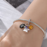 925 Sterling Silver Ghost and Pumpkin Charm for Bracelets Fine Jewelry Women
