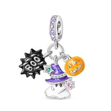 925 Sterling Silver Ghost and Pumpkin Charm for Bracelets Fine Jewelry Women