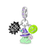 925 Sterling Silver Ghost and Pumpkin Charm for Bracelets Fine Jewelry Women