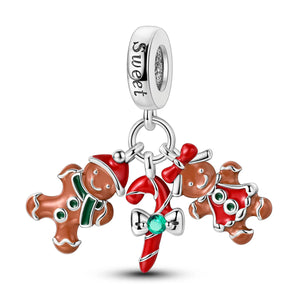 925 Sterling Silver Gingerbread Cookies Charm for Bracelets Fine Jewelry Women Pendant