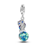 925 Sterling Silver Glow in the Dark Owl Charm for Bracelets Fine Jewelry Women Pendant