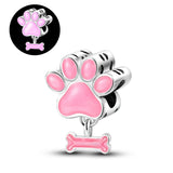925 Sterling Silver Glow in the Dark Paw Print Charm for Bracelets Jewelry Women Pendant