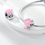 925 Sterling Silver Glow in the Dark Paw Print Charm for Bracelets Jewelry Women Pendant