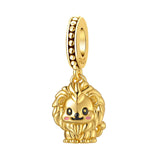925 Sterling Silver Golden Lion Charm for Bracelets Fine Jewelry Women Pendant