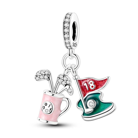 925 Sterling Silver Golf Charm for Bracelets Fine Jewelry Women Pendant