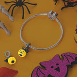 925 Sterling Silver Halloween Pumpkin and Cat Charm for Bracelets Fine Jewelry Women Pendant