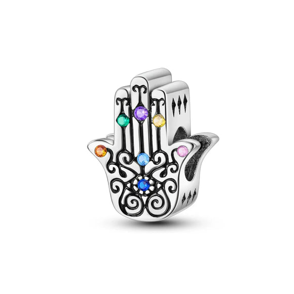 925 Sterling Silver Hamsa Hand Charm for Bracelets Fine Jewelry Women