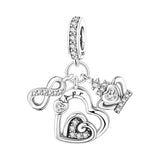 925 Sterling Silver Heart Birthstone Charm for Bracelets Fine Jewelry Women Pendant