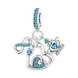 925 Sterling Silver Heart Birthstone Charm for Bracelets Fine Jewelry Women Pendant