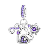 925 Sterling Silver Heart Birthstone Charm for Bracelets Fine Jewelry Women Pendant