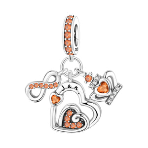 925 Sterling Silver Heart Birthstone Charm for Bracelets Fine Jewelry Women Pendant