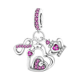 925 Sterling Silver Heart Birthstone Charm for Bracelets Fine Jewelry Women Pendant