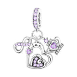 925 Sterling Silver Heart Birthstone Charm for Bracelets Fine Jewelry Women Pendant