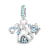 925 Sterling Silver Heart Birthstone Charm for Bracelets Fine Jewelry Women Pendant