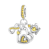 925 Sterling Silver Heart Birthstone Charm for Bracelets Fine Jewelry Women Pendant