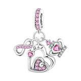 925 Sterling Silver Heart Birthstone Charm for Bracelets Fine Jewelry Women Pendant