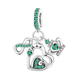 925 Sterling Silver Heart Birthstone Charm for Bracelets Fine Jewelry Women Pendant