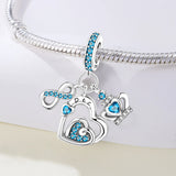 925 Sterling Silver Heart Birthstone Charm for Bracelets Fine Jewelry Women Pendant