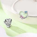 925 Sterling Silver Heart Summer Butterflies Charm for Bracelets Fine Jewelry Women