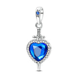 925 Sterling Silver Heart with Sword Charm for Bracelets Fine Jewelry Women Pendant