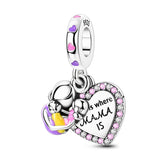 925 Sterling Silver Home is Where Mama is Charm for Bracelets Fine Jewelry Women