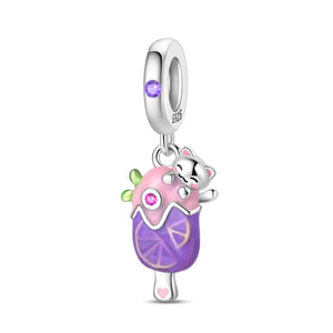 925 Sterling Silver Ice Cream Kitten Charm for Bracelets Fine Jewelry Women Pendant