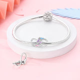 925 Sterling Silver Infinity Butterflies Charm for Bracelets Fine Jewelry Women Pendant