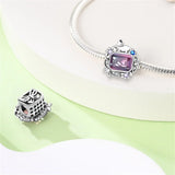 925 Sterling Silver Kitty Cat and Butterflies Charm for Bracelets Fine Jewelry Women Pendant