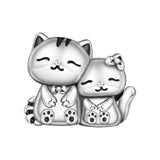 925 Sterling Silver Kitty Cats Charm for Bracelets Fine Jewelry Women