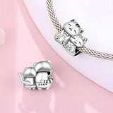 925 Sterling Silver Kitty Cats Charm for Bracelets Fine Jewelry Women