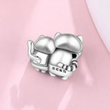 925 Sterling Silver Kitty Cats Charm for Bracelets Fine Jewelry Women